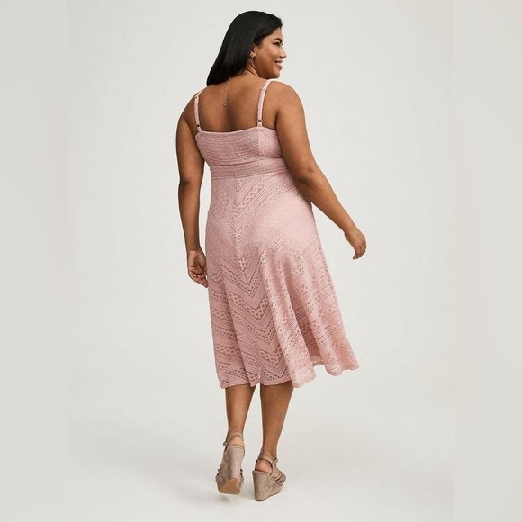 Torrid Pale Mauve Midi Lace Skater Dress - New - Size 26 (4) - Picture 2 of 5